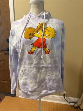 LG Lavender The Simpsons Pullover Hoodie - Purple and Yellow Graphic